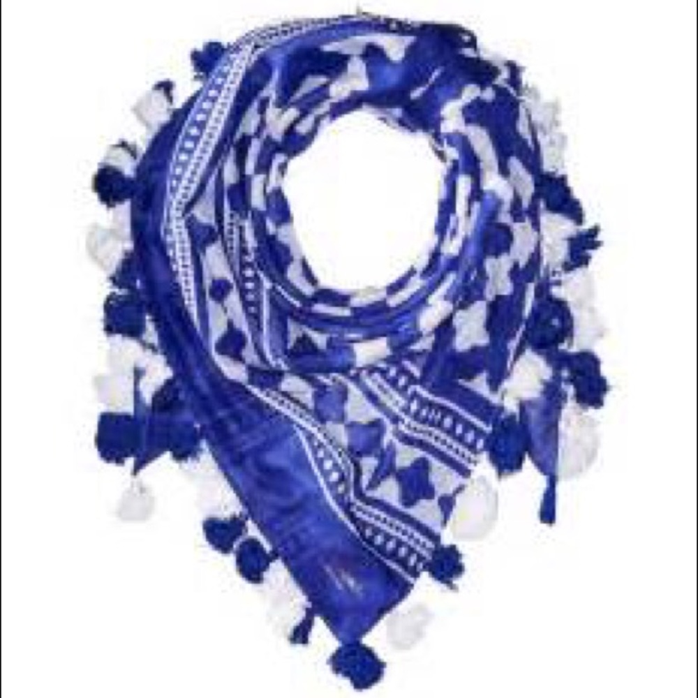 Kate Spade Cobalt Blue and White Lantern Scarf